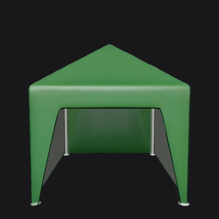 green outdoor canopy tent. sharp edges, simple geometry, symmetric geometry.