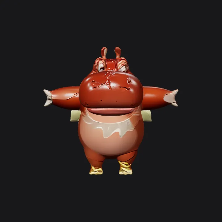 Ballerina hippo in tutu. smooth edges, simple geometry, character.