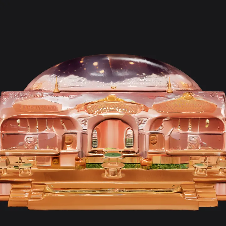 Whimsical pastel-themed dessert shop interior. complex geometry, sharp edges.