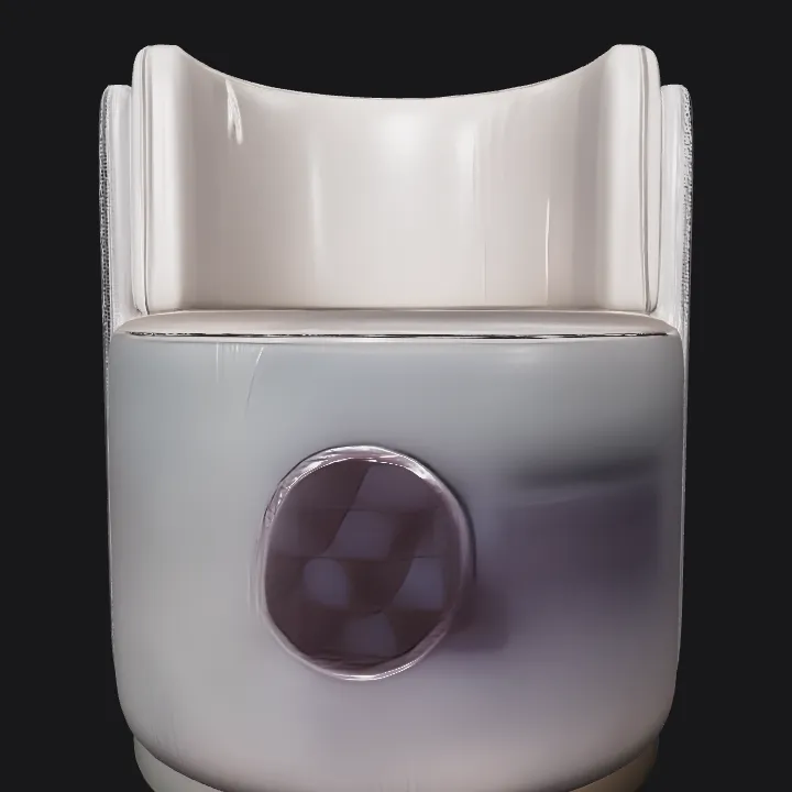 modern upholstered barrel chair. simple geometry, symmetric geometry.