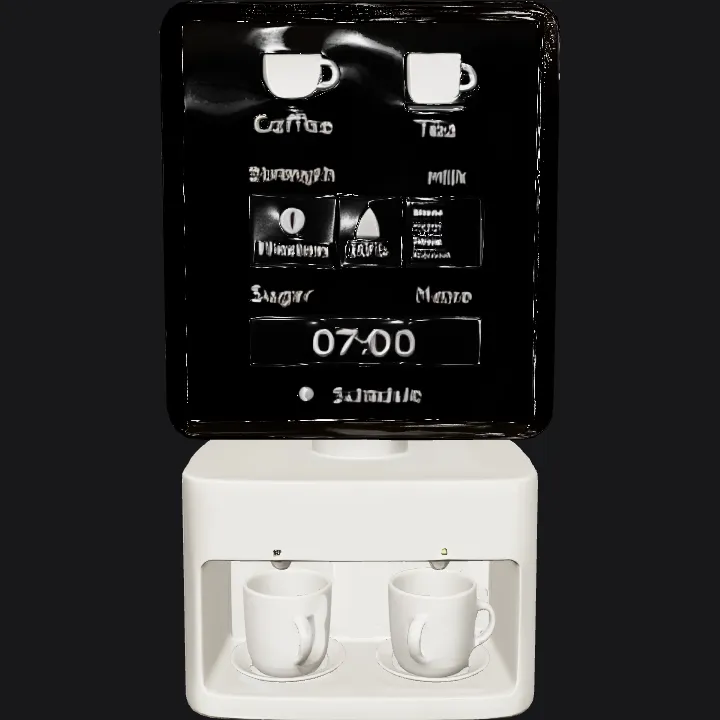 Automated coffee and tea dispenser station. smooth edges, simple geometry, symmetric geometry.