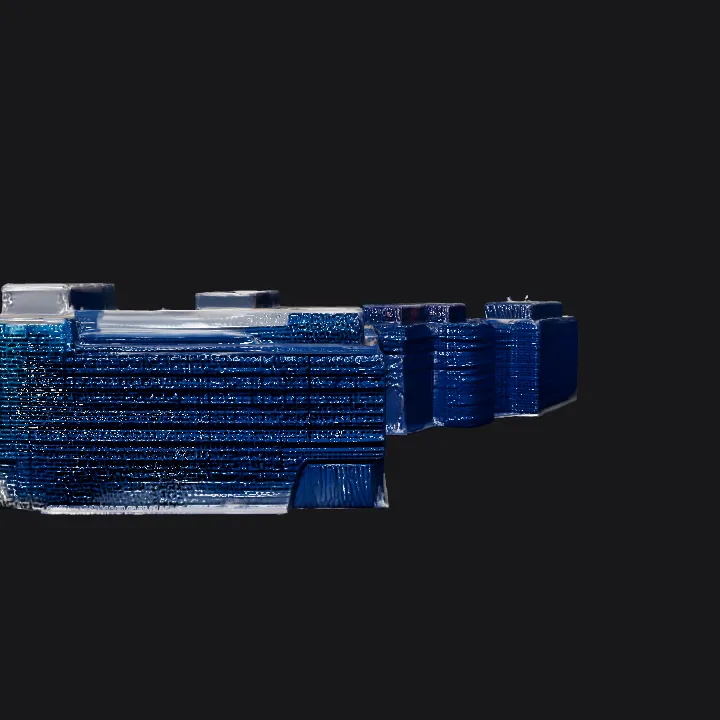 Modern office building complex with roads. sharp edges, complex geometry.