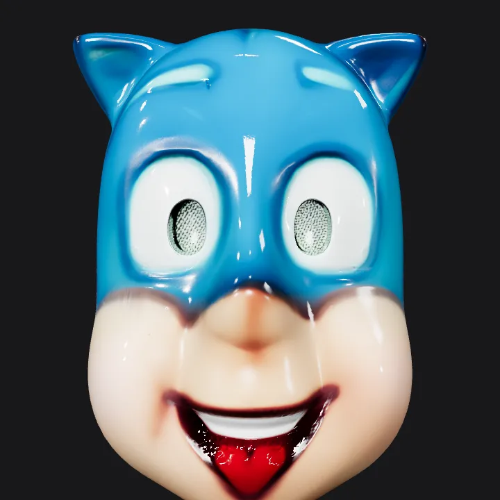 Sonic the Hedgehog character head. smooth edges, simple geometry, game-ready, character, symmetric geometry.