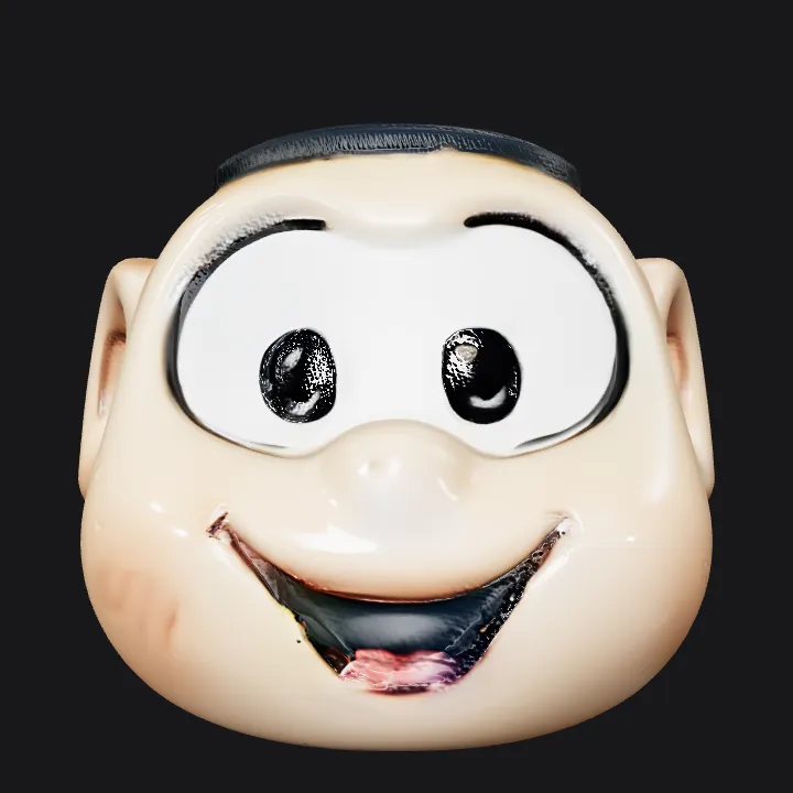 golden cartoon monkey head sculpture. smooth edges, simple geometry, game-ready, character, symmetric geometry.