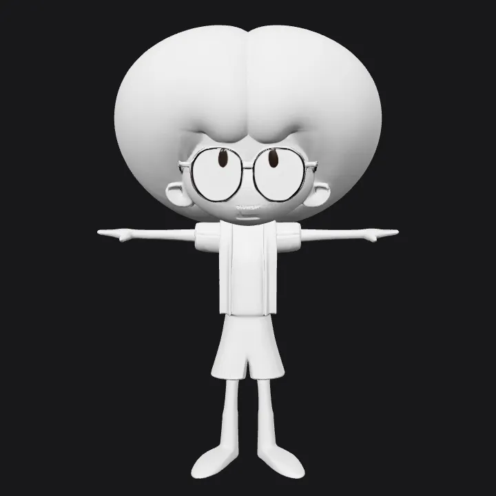 Cartoon girl with large, heart-shaped hair. smooth edges, simple geometry, character, symmetric geometry.