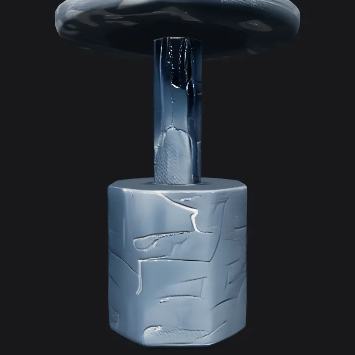 Marble side table with cylindrical base. smooth edges, simple geometry, symmetric geometry.