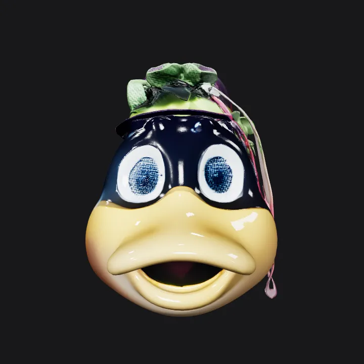 Person wearing multicolored outfit. complex geometry, character, symmetric geometry.