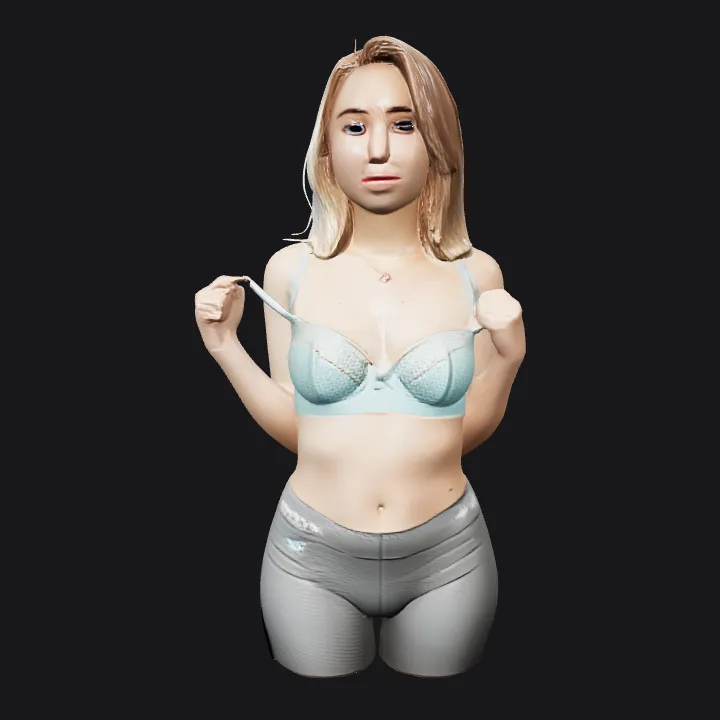 woman in lingerie and leggings. smooth edges, complex geometry, character.