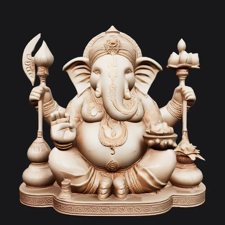 Hindu deity Ganesha statue. complex geometry, smooth edges, character.