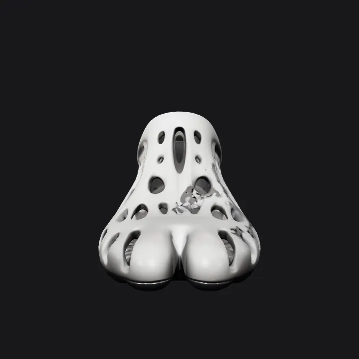 Futuristic ventilated shoe or sneaker. smooth edges, complex geometry, symmetric geometry.