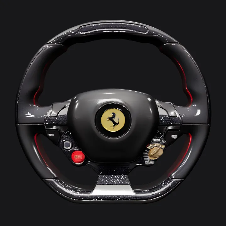 Racing car steering wheel. sharp edges, complex geometry, game-ready, symmetric geometry.