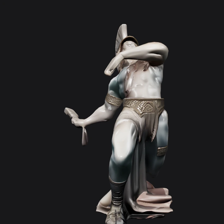 Ancient warrior in dynamic pose. sharp edges, complex geometry, game-ready, character.
