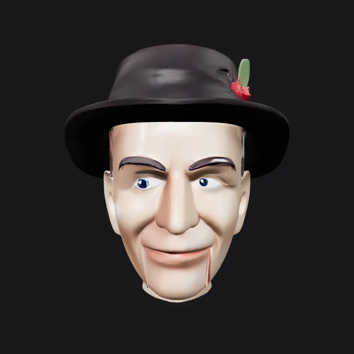 Black hat with red berries decoration. smooth edges, simple geometry, symmetric geometry.