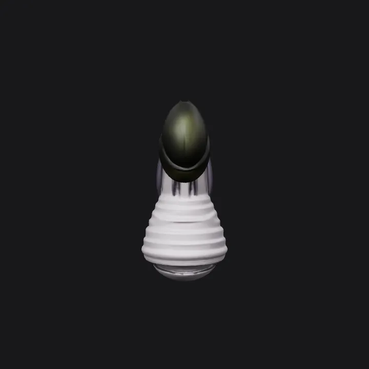 Alien creature's elongated upper body and head. smooth edges, complex geometry, character, symmetric geometry.