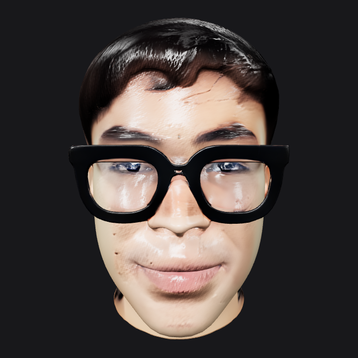 human head with short black hair. smooth edges, complex geometry, character, symmetric geometry.