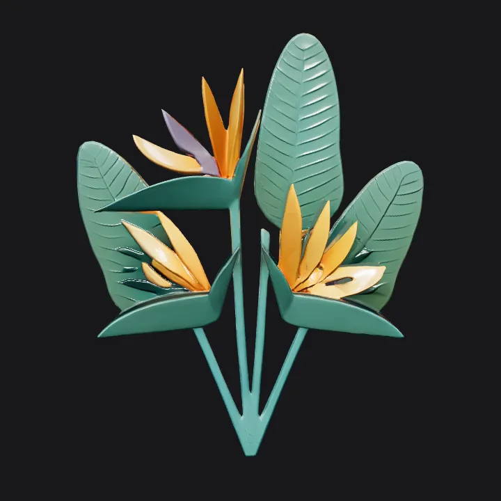Colorful layered paper-cut tropical leaves art. sharp edges, complex geometry.