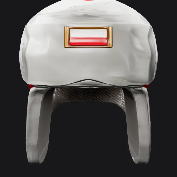 Polish flag-themed winter hat. smooth edges, simple geometry, game-ready, symmetric geometry.