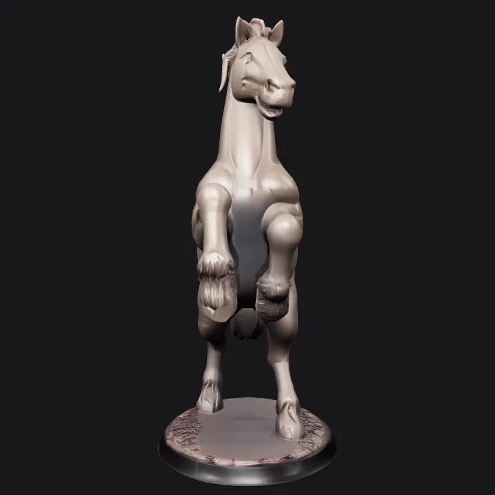 Rearing horse sculpture. smooth edges, complex geometry, game-ready, character.
