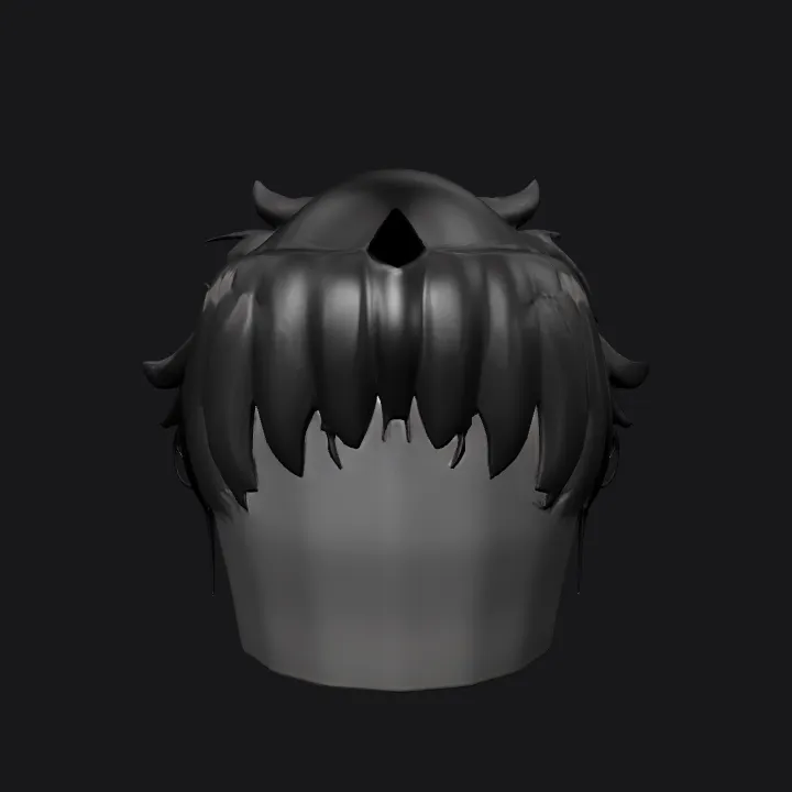 black messy male anime hair. complex geometry, smooth edges.