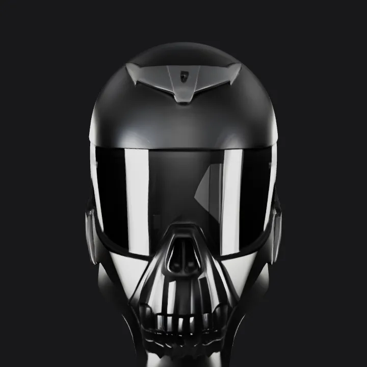 futuristic skull motorcycle helmet. sharp edges, smooth edges, complex geometry, game-ready, symmetric geometry.