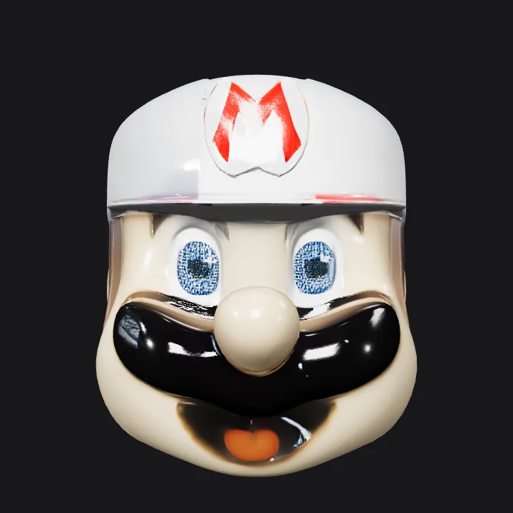 Mario character head helmet. smooth edges, simple geometry, game-ready, character, symmetric geometry.
