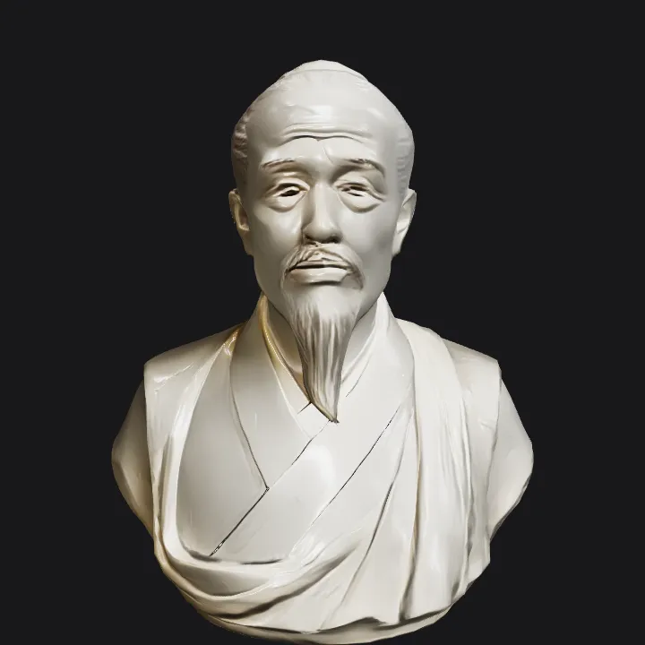 Marble bust of an ancient figure. smooth edges, complex geometry, character, symmetric geometry.