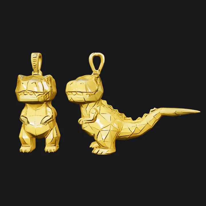 Geometric dinosaur pendant. sharp edges, simple geometry, character.