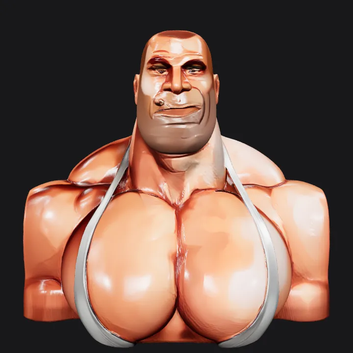 Muscular human upper body illustration. smooth edges, complex geometry, character, symmetric geometry.