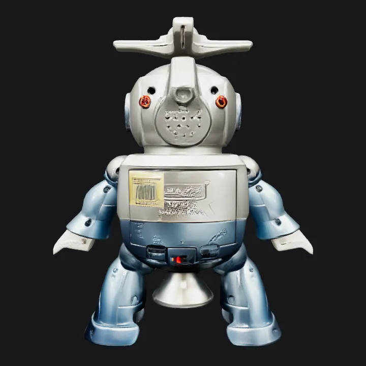 Toy robot with propeller on head. smooth edges, simple geometry, game-ready, character, symmetric geometry.