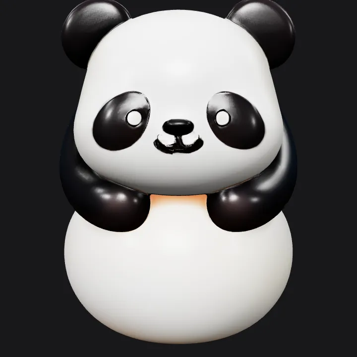 Cute cartoon panda sitting. smooth edges, simple geometry, game-ready, character, symmetric geometry.