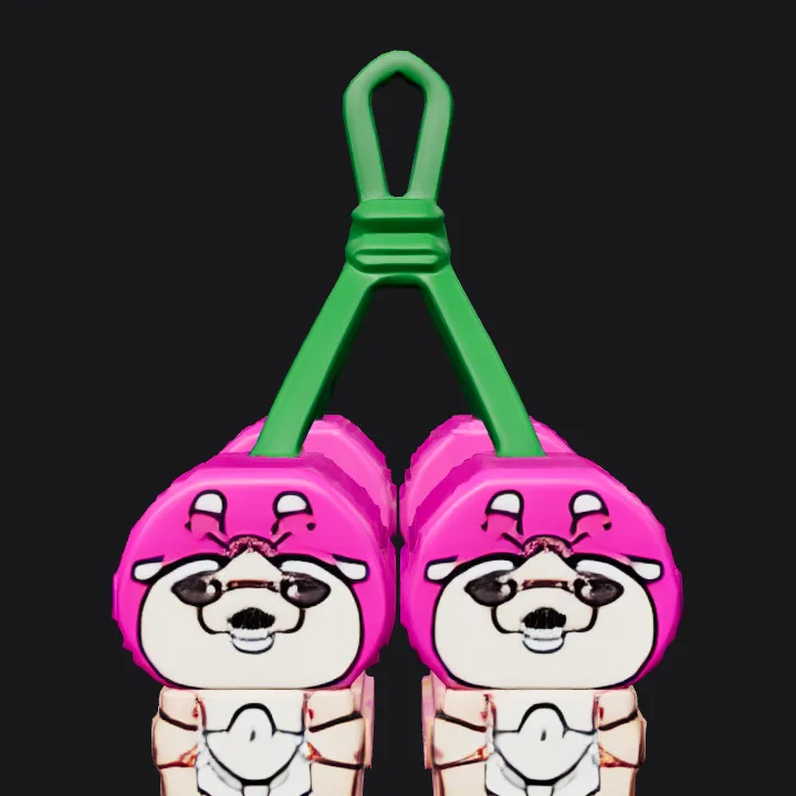 two pink cartoon characters sitting together. smooth edges, simple geometry, character, symmetric geometry.