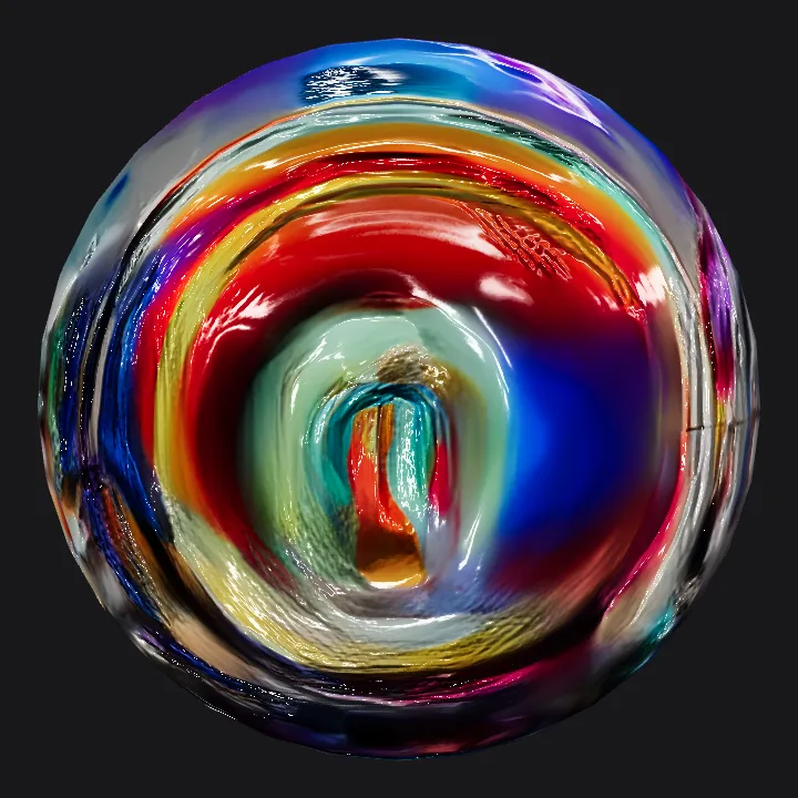 Soap bubble floating in darkness. smooth edges, simple geometry, symmetric geometry.