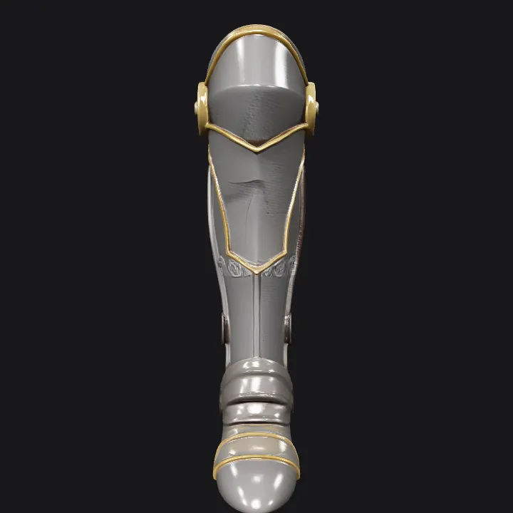 Medieval armored leg greave. smooth edges, simple geometry, game-ready, symmetric geometry.