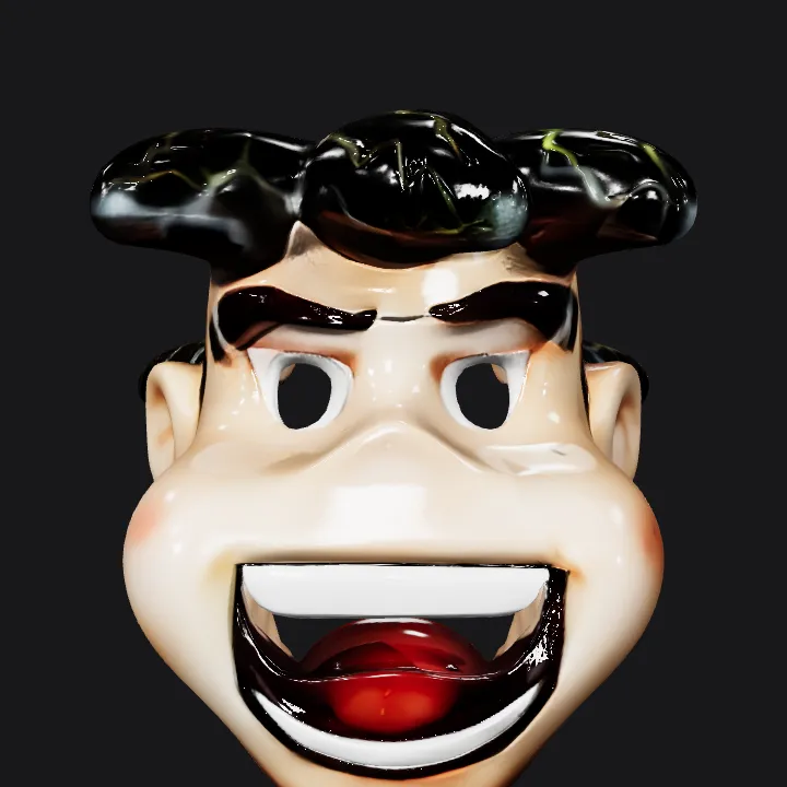 Toy with black tentacle design. smooth edges, complex geometry, character.