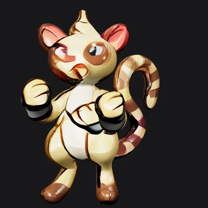 Cartoon fighting animal character. smooth edges, complex geometry, game-ready, character.