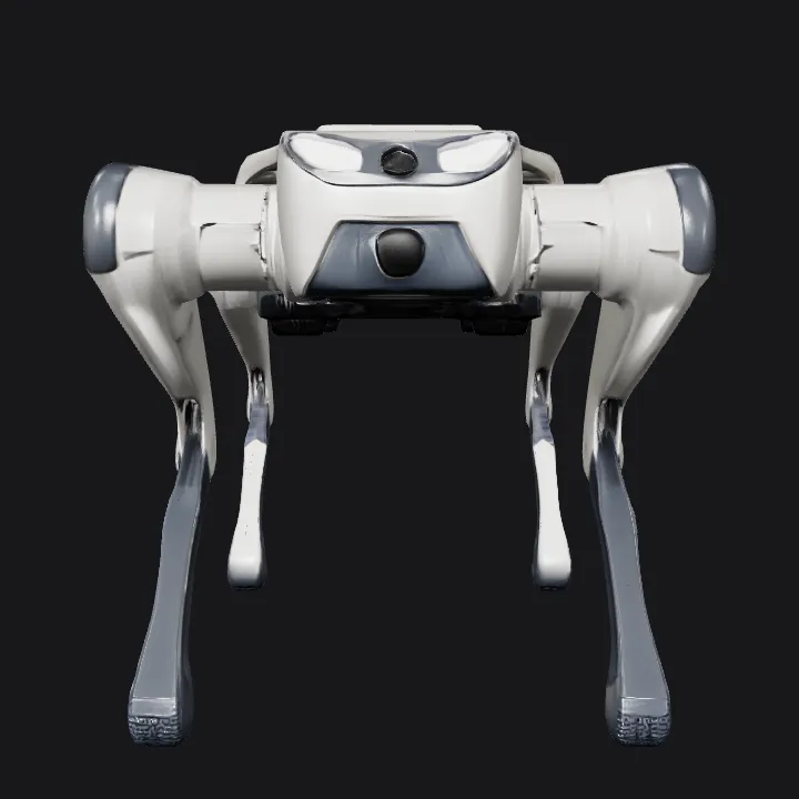 robotic quadruped with mechanical legs. smooth edges, complex geometry, game-ready, symmetric geometry.