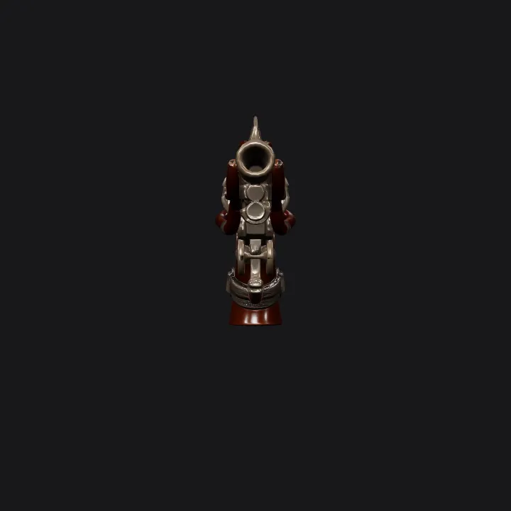 Steampunk style pistol revolver. sharp edges, complex geometry, game-ready, symmetric geometry.
