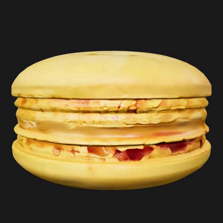 A yellow macaron cookie. smooth edges, simple geometry, symmetric geometry.