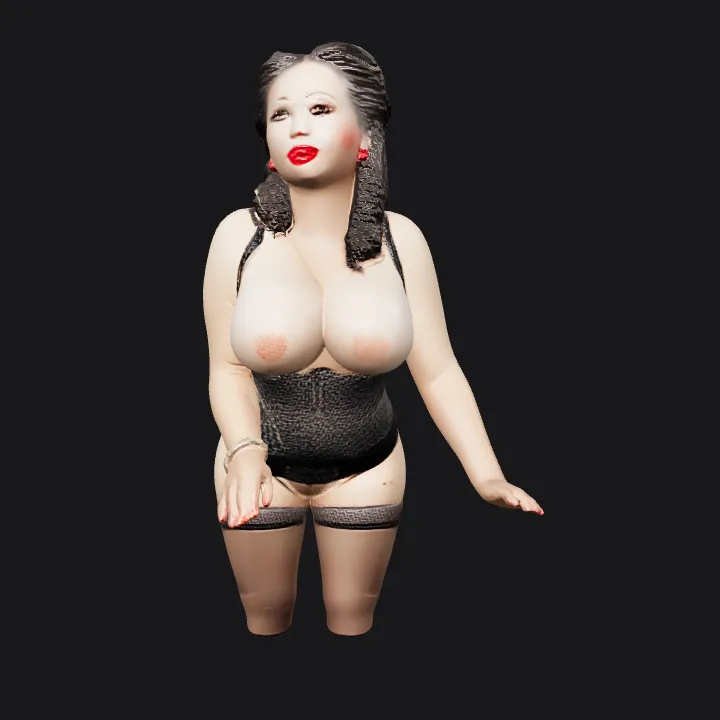 Woman wearing lingerie in a kitchen. smooth edges, complex geometry, character.