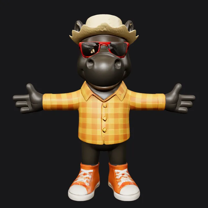 Cartoon horse character in casual clothes. smooth edges, complex geometry, game-ready, character.