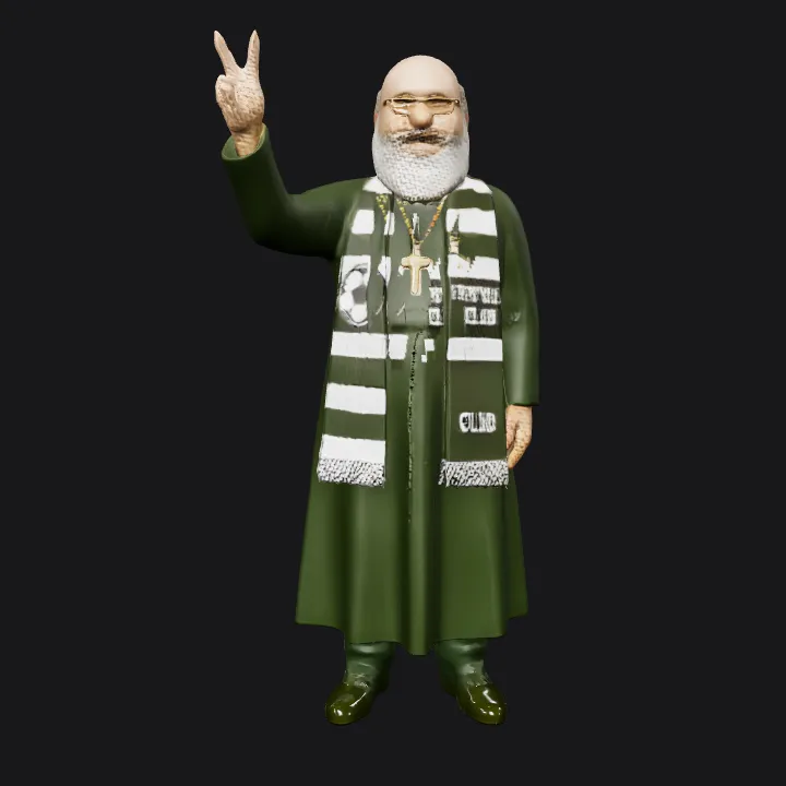 Person wearing football club scarf and robe. smooth edges, complex geometry, character.