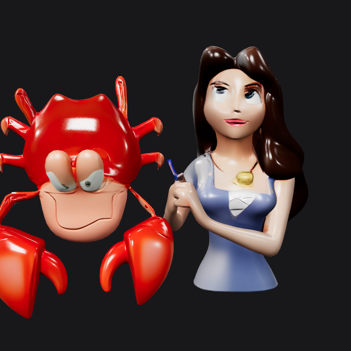 Red cartoon crab with expressive face. sharp edges, complex geometry, game-ready, character.