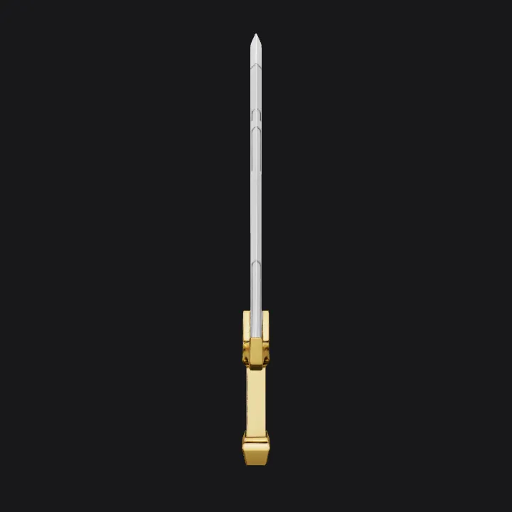 medieval sword with golden hilt. sharp edges, simple geometry, symmetric geometry.