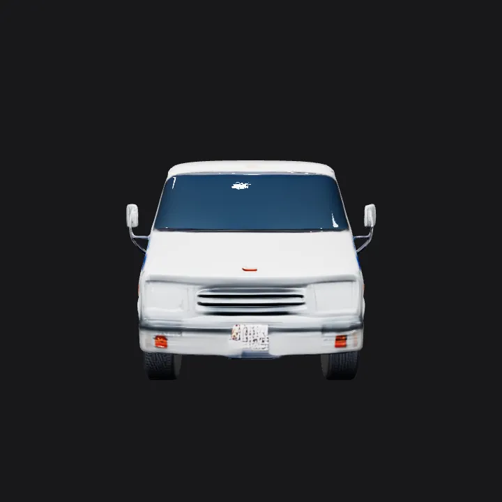 White van with blue stripes. smooth edges, complex geometry, symmetric geometry.