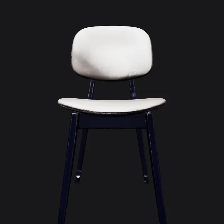 Modern upholstered chair with black legs. smooth edges, simple geometry, symmetric geometry.