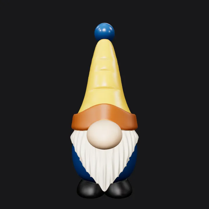 Cartoonish garden gnome figurine. smooth edges, simple geometry, character, symmetric geometry.