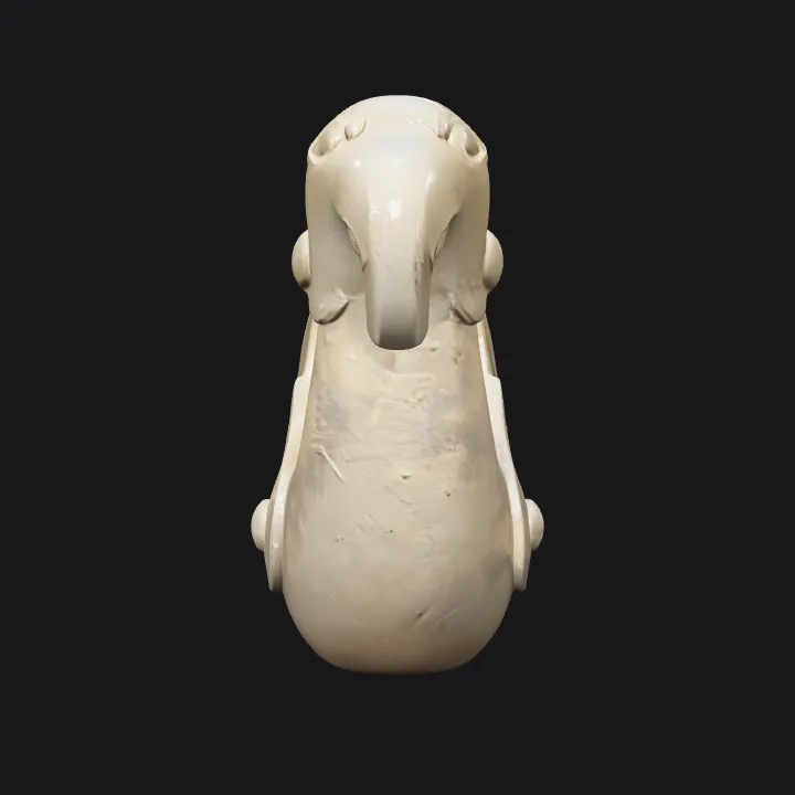 Decorative bird sculpture with ornate carvings. smooth edges, complex geometry, symmetric geometry.