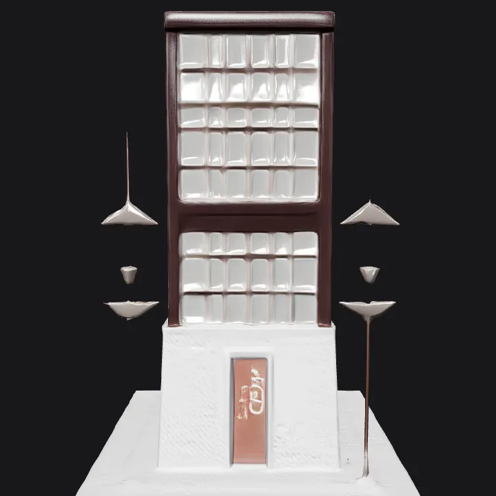 Multi-story European building on a street corner. sharp edges, complex geometry.