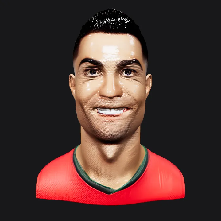 Man wearing red shirt. smooth edges, complex geometry, character, symmetric geometry.