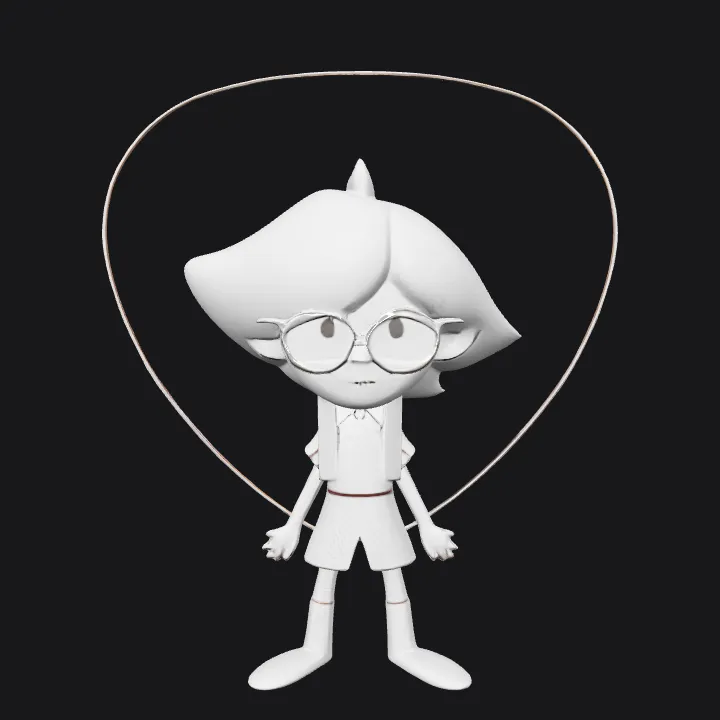 cartoon girl with large hair. smooth edges, simple geometry, character, symmetric geometry.